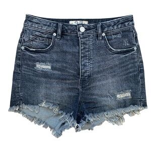 We The Free Crvy Washed Black Distressed‎ Grunge Button Fly Denim Shorts Size 27